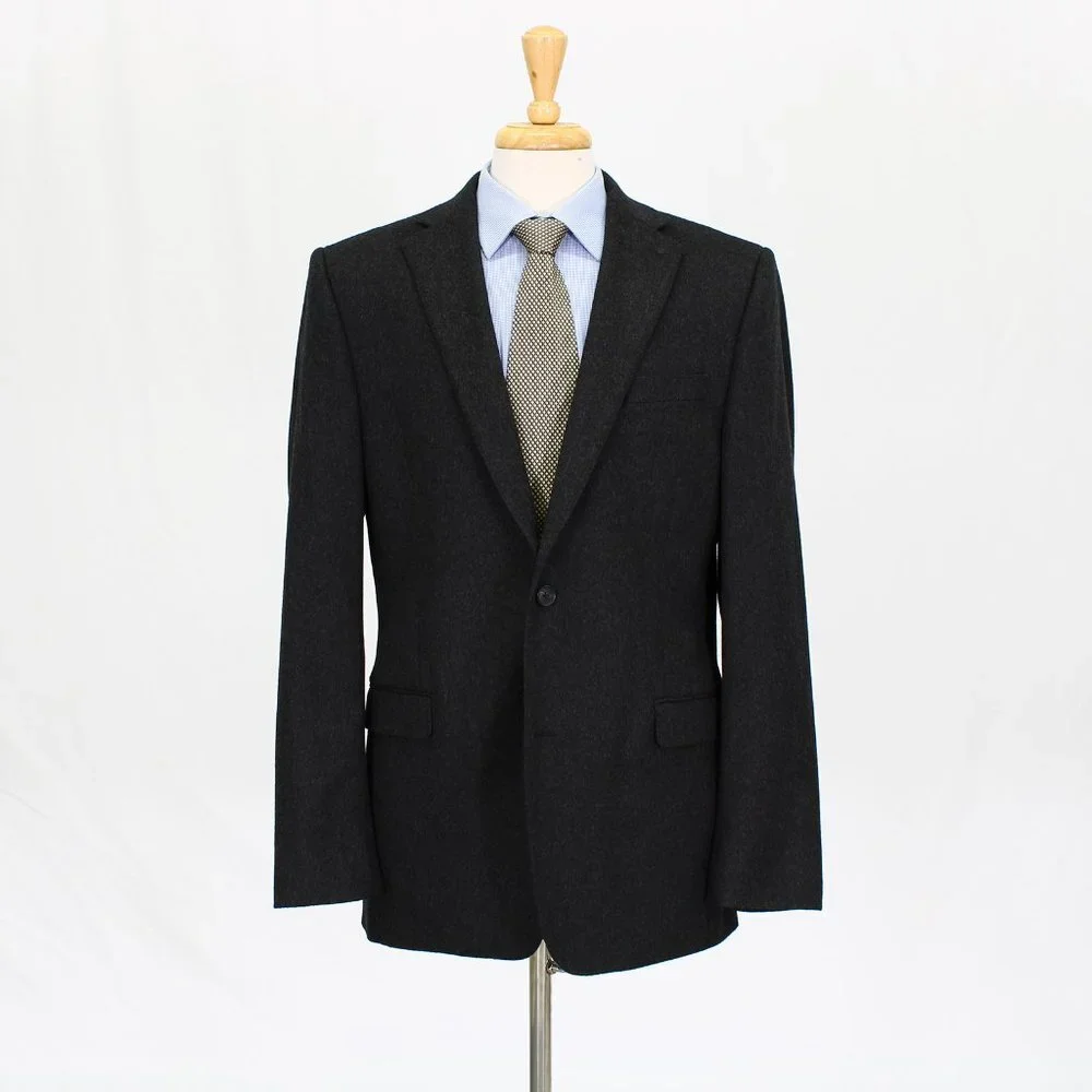 Saks Fifth Avenue 42L Gray Solid 2-Button Sport Coat Blazer Jacket O242
